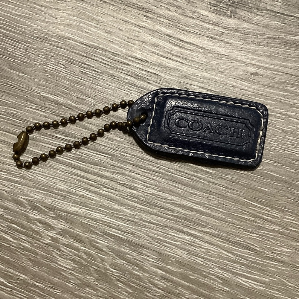 Coach vintage embossed navy blue coach hang tag keychain